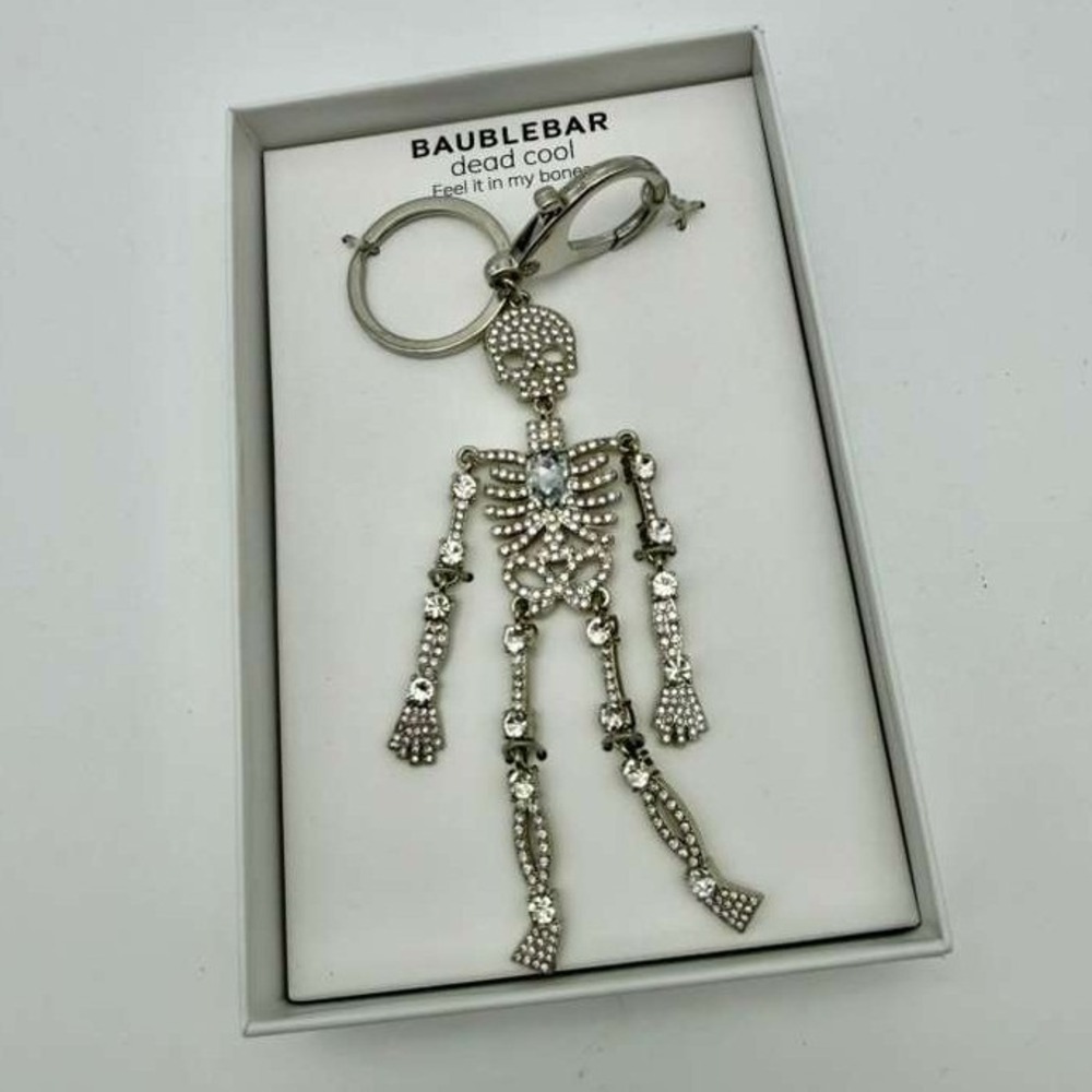 BaubleBar Dead Cool Charm Keychain - Pink Rhinestones - NWT